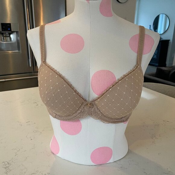 Wacoal Reveal Contour Underwire Lace Bra Back Closure Tan Sz 32D NWOT - Picture 1 of 12